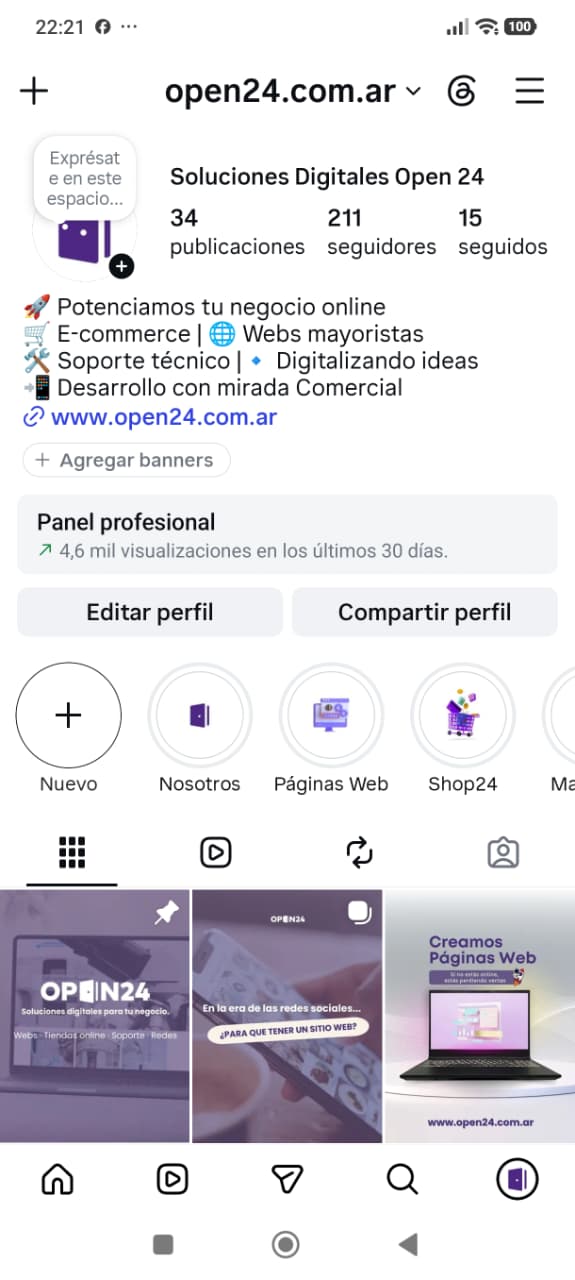 Feed de Instagram de soluciones digitales